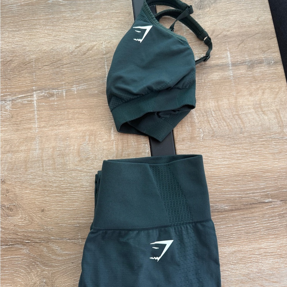 Gymshark Dark Green Sports Bra and Leggings Set